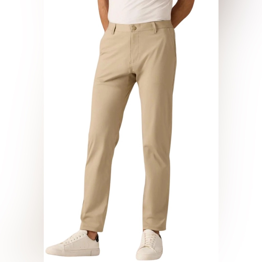 Rhone Commuter Pant Slim Khaki Beige 36W x 33L Hemmable Performance Stretch